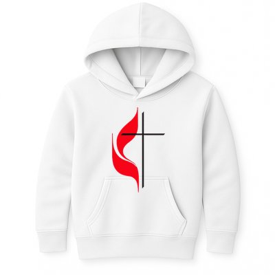 Methodist Flag Christian Cross And Flame Kids Hoodie