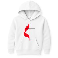 Methodist Flag Christian Cross And Flame Kids Hoodie