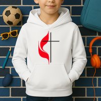 Methodist Flag Christian Cross And Flame Kids Hoodie