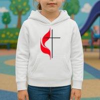 Methodist Flag Christian Cross And Flame Kids Hoodie