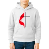 Methodist Flag Christian Cross And Flame Kids Hoodie