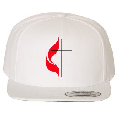 Methodist Flag Christian Cross And Flame Wool Snapback Cap