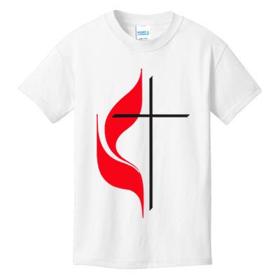 Methodist Flag Christian Cross And Flame Kids T-Shirt