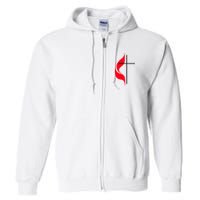 Methodist Flag Christian Cross And Flame Full Zip Hoodie
