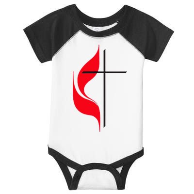 Methodist Flag Christian Cross And Flame Infant Baby Jersey Bodysuit