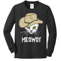 Meowdy Funny Cat Cow Hat Funny Cat Meme Kids Long Sleeve Shirt