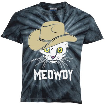 Meowdy Funny Cat Cow Hat Funny Cat Meme Kids Tie-Dye T-Shirt