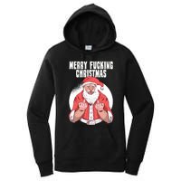 Merry Fucking Christmas Santa Claus Middle Finger Women's Pullover Hoodie