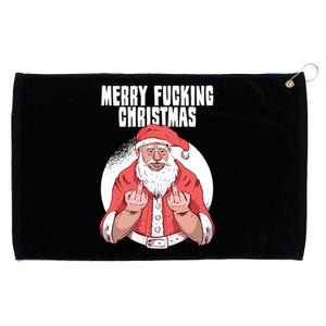 Merry Fucking Christmas Santa Claus Middle Finger Grommeted Golf Towel