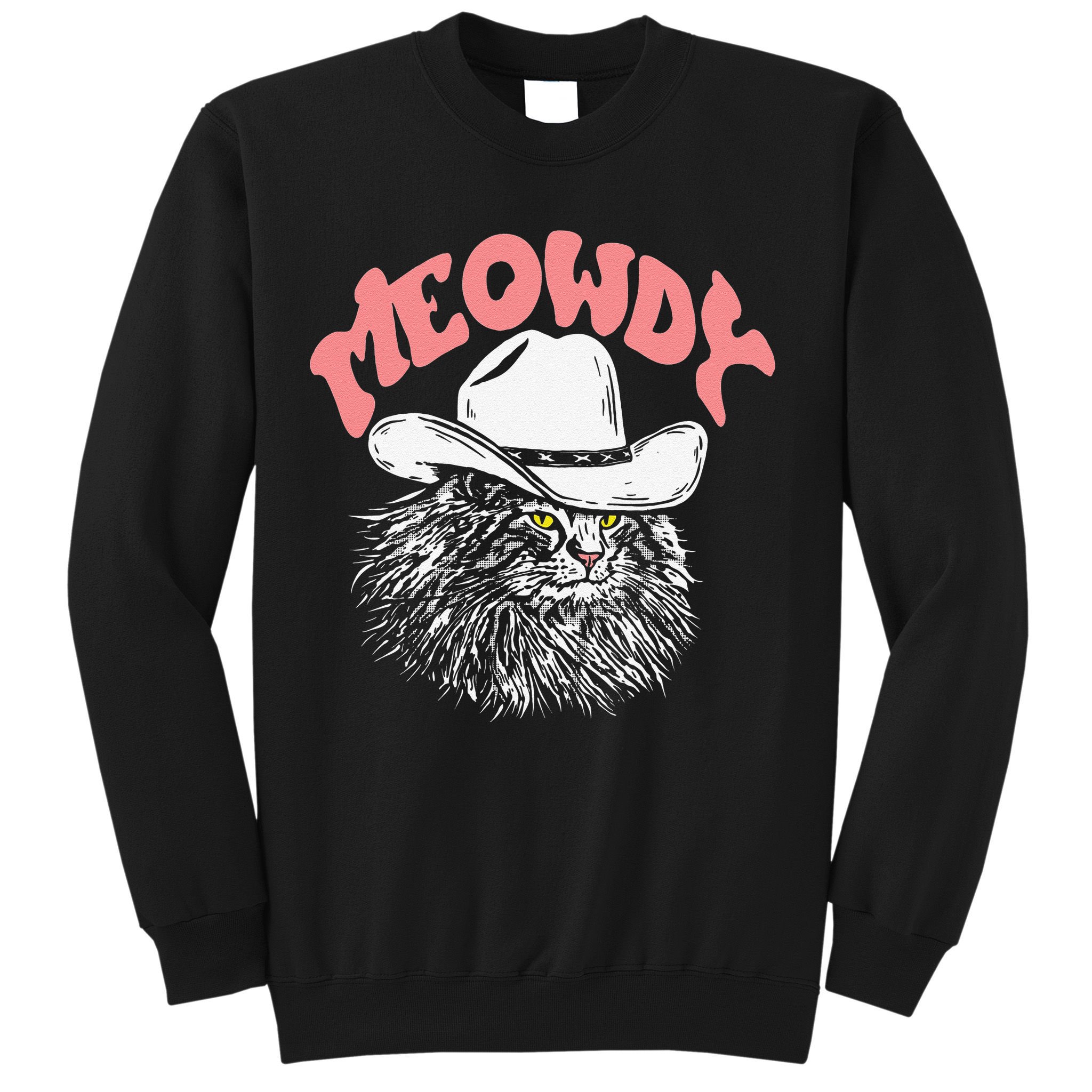 Meowdy! Funny Country Music Cat Cowboy Hat Vintage Funny Sweatshirt