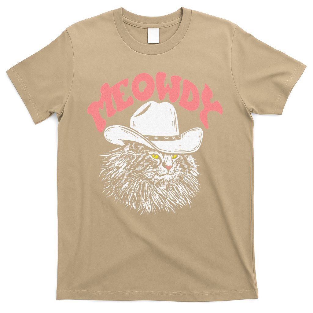 Meowdy! Funny Country Music Cat Cowboy Hat Vintage Funny T-Shirt