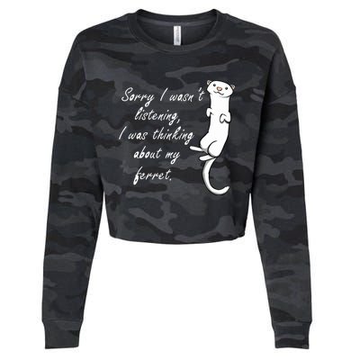 My Ferret Cute Saying Cuddly Rodent Cropped Pullover Crew