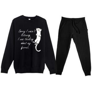 My Ferret Cute Saying Cuddly Rodent Premium Crewneck Sweatsuit Set