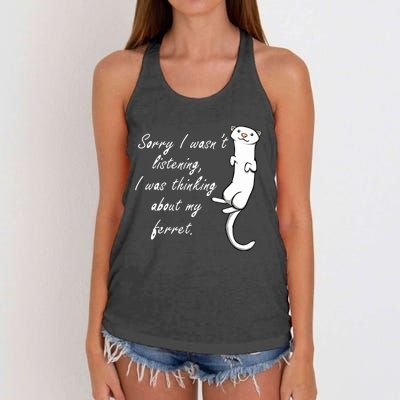 My Ferret Cute Saying Cuddly Rodent Women's Knotted Racerback Tank