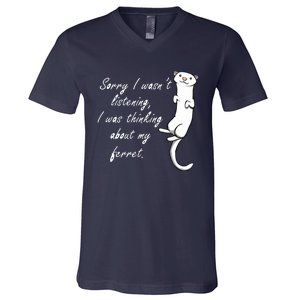 My Ferret Cute Saying Cuddly Rodent V-Neck T-Shirt