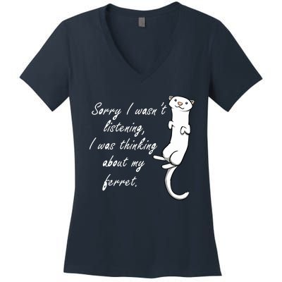 My Ferret Cute Saying Cuddly Rodent Women's V-Neck T-Shirt