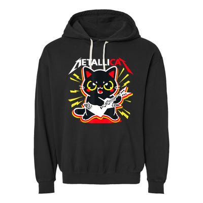 Metallicat Funny Cat Rock 90s Meow For Music Band Of Friend Garment-Dyed Fleece Hoodie