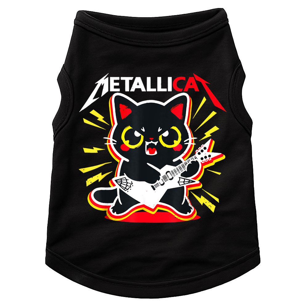 Metallicat Funny Cat Rock 90s Meow For Music Band Of Friend Doggie Tank