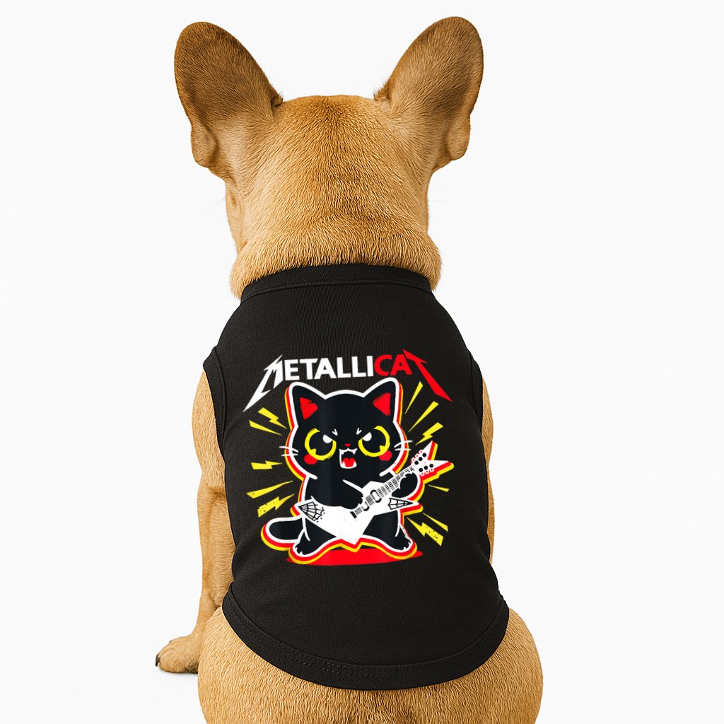 Metallicat Funny Cat Rock 90s Meow For Music Band Of Friend Doggie Tank