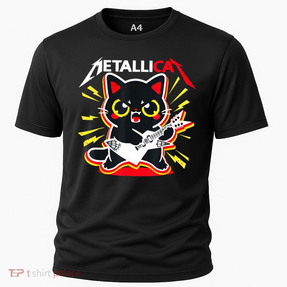 Metallicat Funny Cat Rock 90s Meow For Music Band Of Friend Performance Shirt