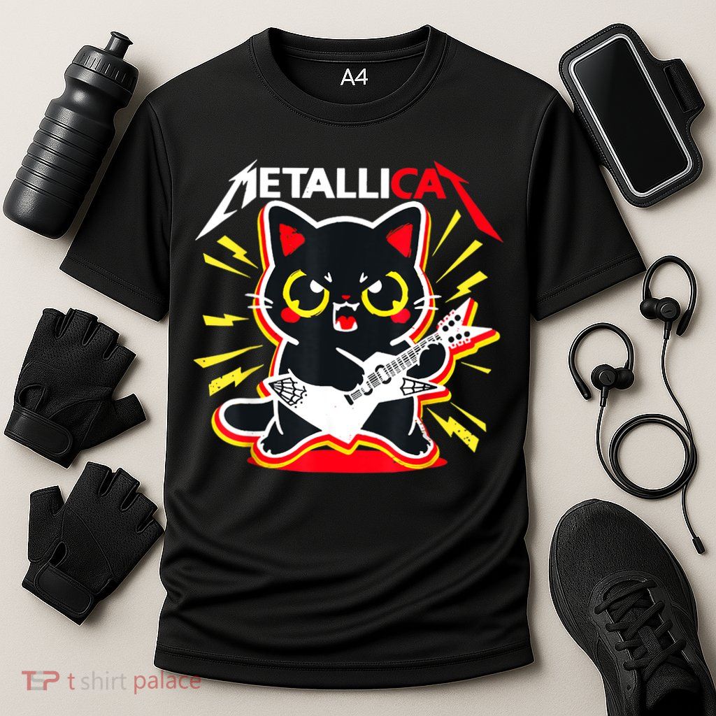Metallicat Funny Cat Rock 90s Meow For Music Band Of Friend Performance Shirt