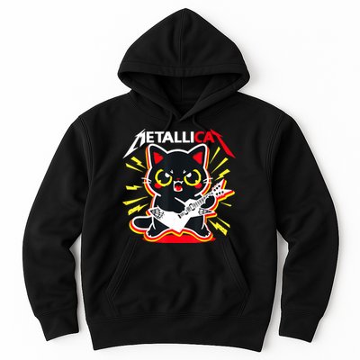 Metallicat Funny Cat Rock 90s Meow For Music Band Of Friend Hoodie