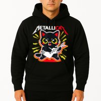 Metallicat Funny Cat Rock 90s Meow For Music Band Of Friend Hoodie