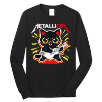 Metallicat Funny Cat Rock 90s Meow For Music Band Of Friend Long Sleeve Shirt