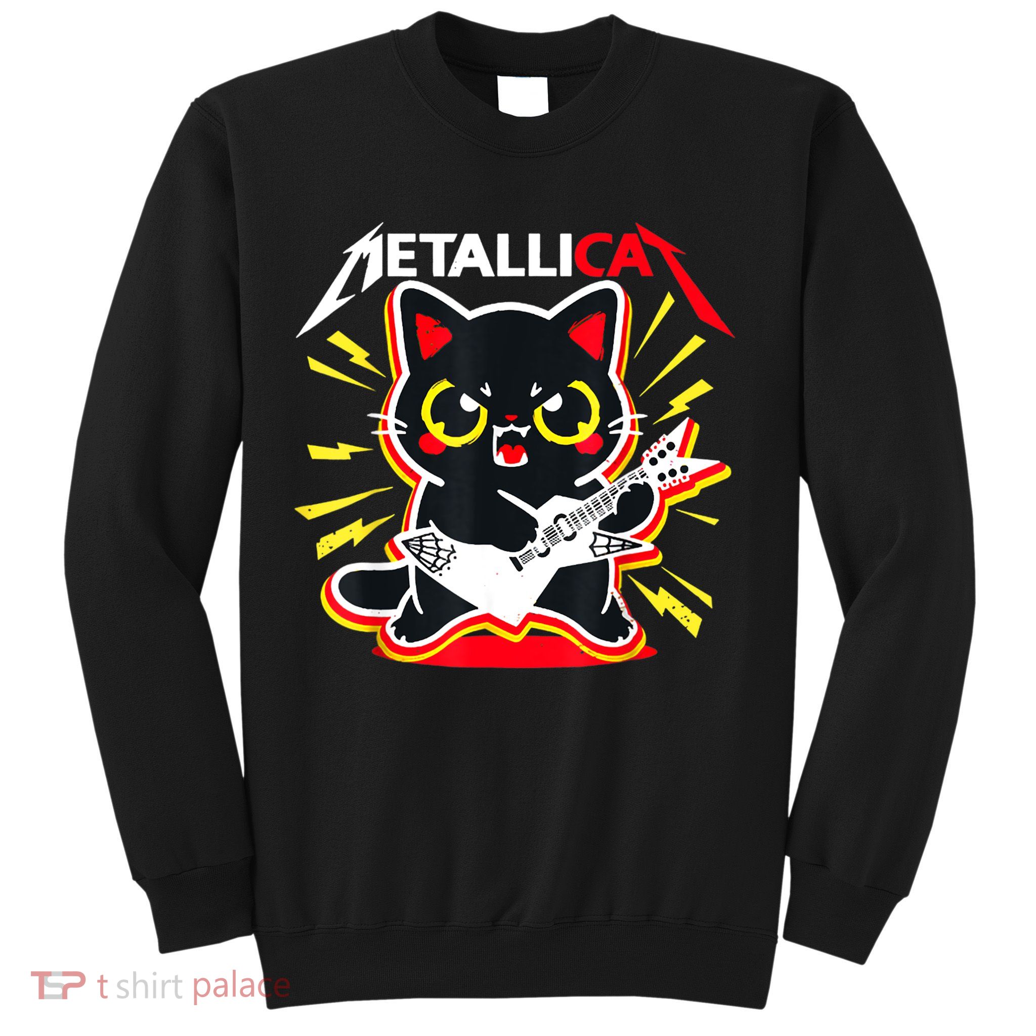 Metallicat Funny Cat Rock 90s Meow For Music Band Of Friend Sweatshirt