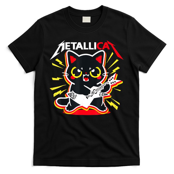 Metallicat Funny Cat Rock 90s Meow For Music Band Of Friend T-Shirt