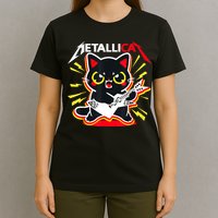 Metallicat Funny Cat Rock 90s Meow For Music Band Of Friend T-Shirt