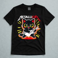 Metallicat Funny Cat Rock 90s Meow For Music Band Of Friend T-Shirt