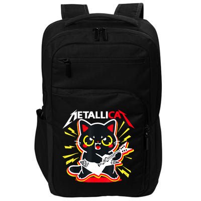 Metallicat Funny Cat Rock 90s Meow For Music Band Of Friend Impact Tech Backpack