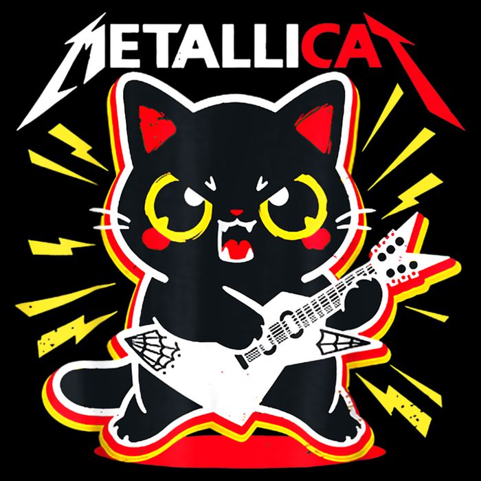 Metallicat Funny Cat Rock 90s Meow For Music Band Of Friend Sustainable Bucket Hat