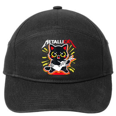Metallicat Funny Cat Rock 90s Meow For Music Band Of Friend 7-Panel Snapback Hat