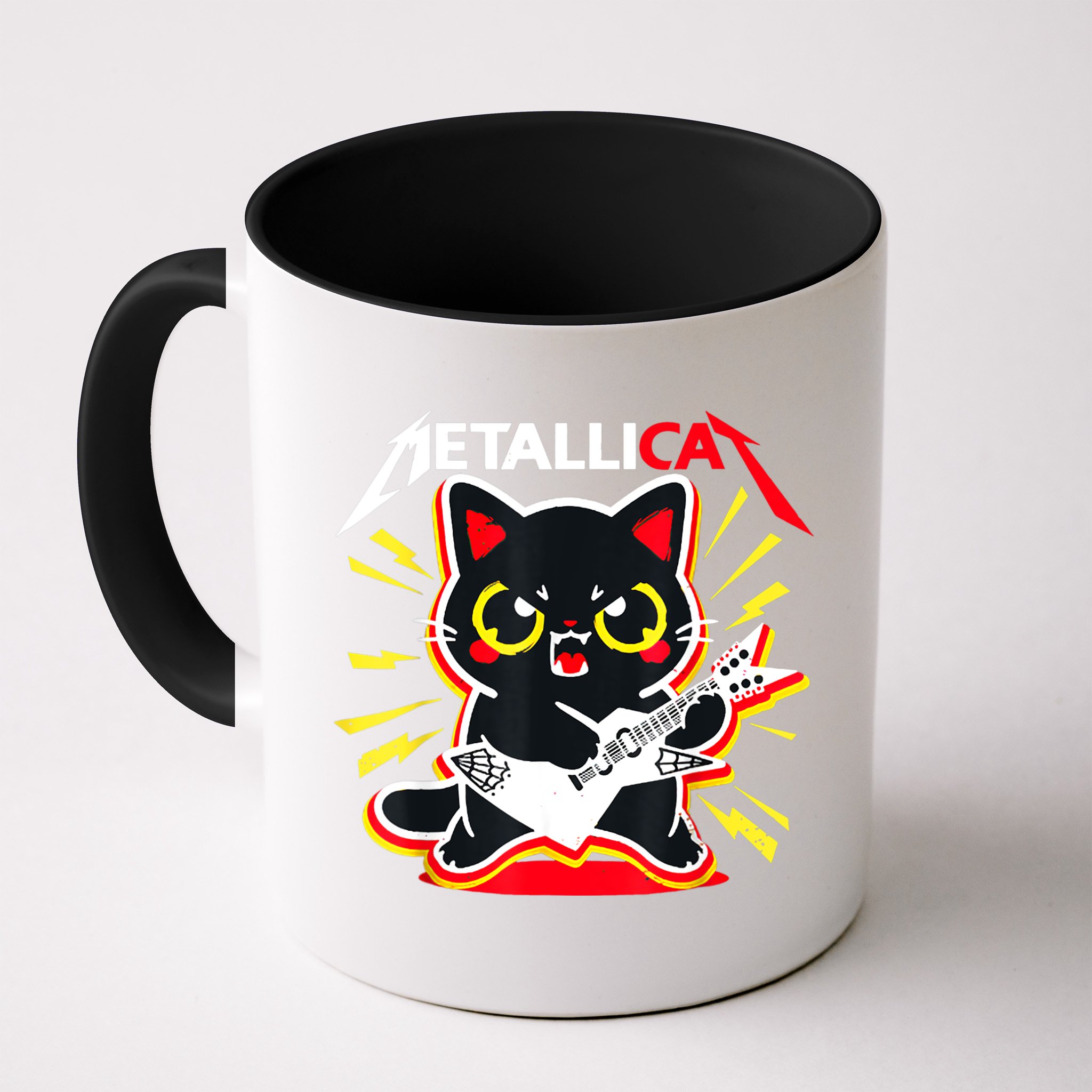 Metallicat Funny Cat Rock 90s Meow For Music Band Of Friend Mug