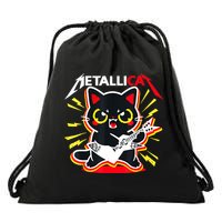 Metallicat Funny Cat Rock 90s Meow For Music Band Of Friend Drawstring Bag