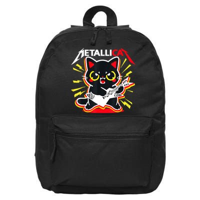 Metallicat Funny Cat Rock 90s Meow For Music Band Of Friend 16 in Basic Backpack