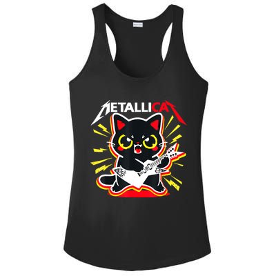 Metallicat Funny Cat Rock 90s Meow For Music Band Of Friend Ladies PosiCharge Competitor Racerback Tank
