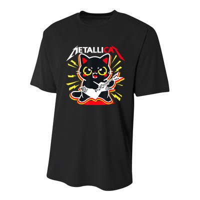 Metallicat Funny Cat Rock 90s Meow For Music Band Of Friend Youth Performance Sprint T-Shirt