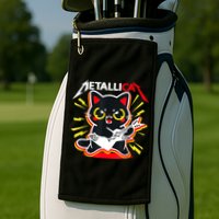 Metallicat Funny Cat Rock 90s Meow For Music Band Of Friend Golf Towel
