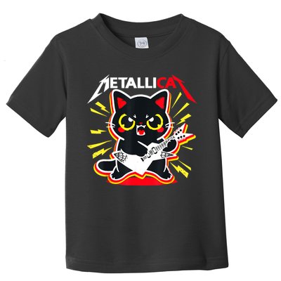 Metallicat Funny Cat Rock 90s Meow For Music Band Of Friend Toddler T-Shirt