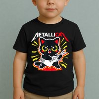 Metallicat Funny Cat Rock 90s Meow For Music Band Of Friend Toddler T-Shirt