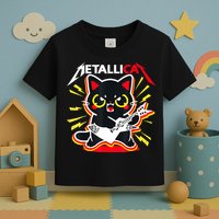 Metallicat Funny Cat Rock 90s Meow For Music Band Of Friend Toddler T-Shirt