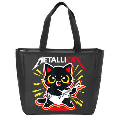 Metallicat Funny Cat Rock 90s Meow For Music Band Of Friend Zip Tote Bag