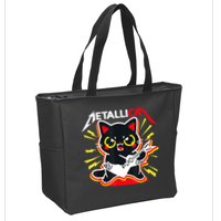 Metallicat Funny Cat Rock 90s Meow For Music Band Of Friend Zip Tote Bag