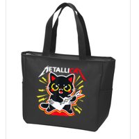 Metallicat Funny Cat Rock 90s Meow For Music Band Of Friend Zip Tote Bag
