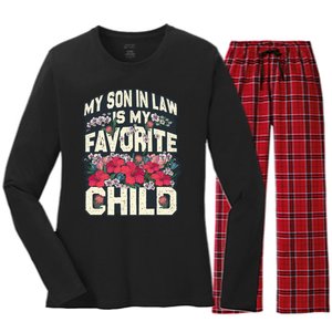 My Favorite Child Is My Son In Law A Funny Moms Perspective Sticker Women's Long Sleeve Flannel Pajama Set 