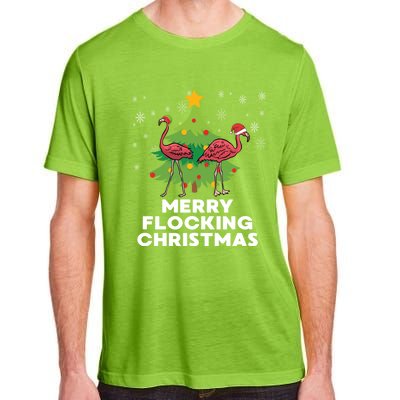 Merry Flocking Christmas Funny Xmas Flamingo Wading Bird Gift Adult ChromaSoft Performance T-Shirt