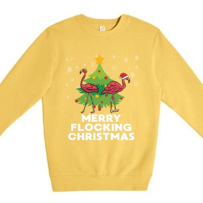 Merry Flocking Christmas Funny Xmas Flamingo Wading Bird Gift Premium Crewneck Sweatshirt